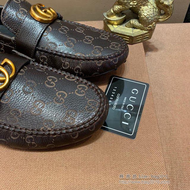 GUCCI男鞋 新款豆豆鞋 香港原單頂級 古馳高端精品 男士休豆豆鞋 Gucci懶人套腳樂福款駕車鞋  hdnx1038